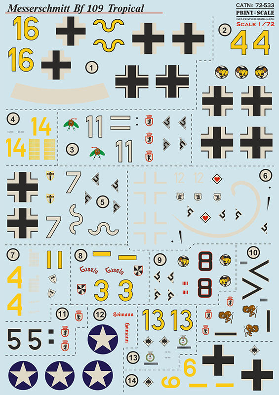 Print Scale 72533 1:72 Messerschmitt Bf-109 Tropical