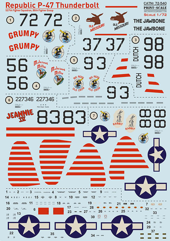 Print Scale 72540 1:72 Republic P-47 Thunderbolt, 527th FS, 86th FG