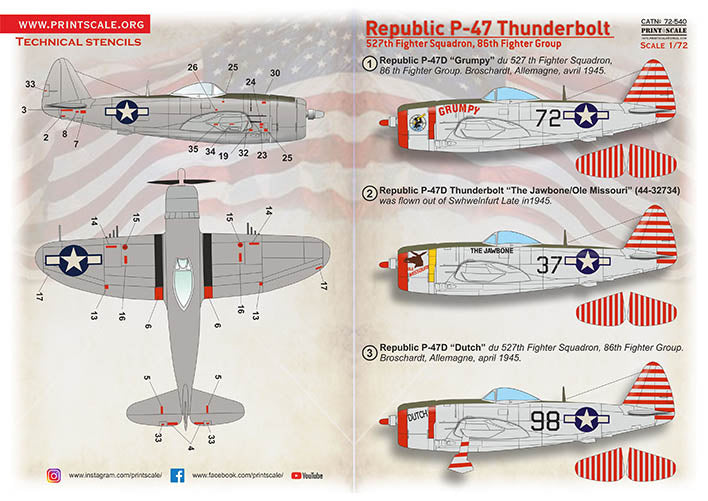 Print Scale 72540 1:72 Republic P-47 Thunderbolt, 527th FS, 86th FG