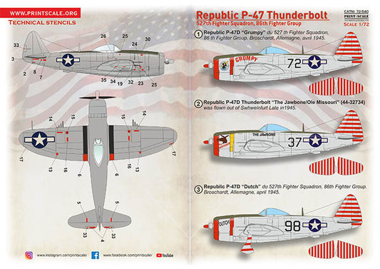 Print Scale 72540 1:72 Republic P-47 Thunderbolt, 527th FS, 86th FG