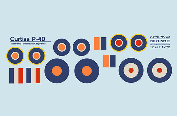 Print Scale 72541 1:72 Curtis P-40 Warhawk, Tomahawk, Kittyhawk.