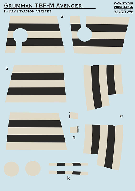Print Scale 72546 1:72 Grumman TBF/TBM Avenger. D-Day Invasion Stripes