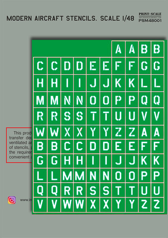 Print Scale PSM48001 1:48 Modern Aircraft Stencils