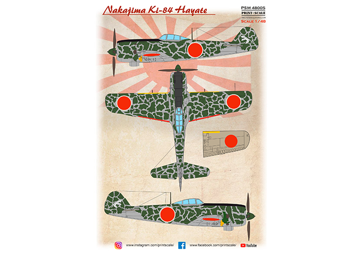 Print Scale PSM48005 1:48 Nakajima Ki-84 Hayate mask + decal