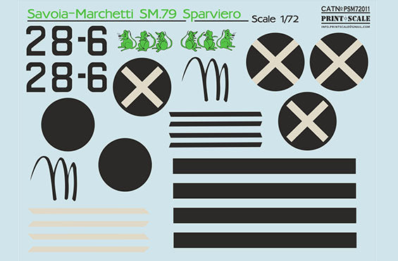 Print Scale PSM72011 1:72 Savoia-Marchetti SM.79 Paint Mask & Decals