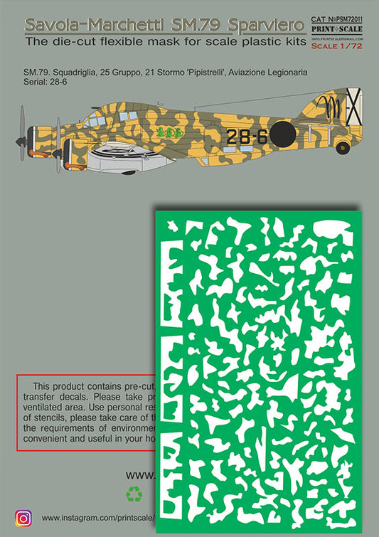 Print Scale PSM72011 1:72 Savoia-Marchetti SM.79 Paint Mask & Decals