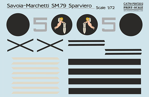 Print Scale PSM72012 1:72 Savoia-Marchetti SM.79 Paint Mask & Decals