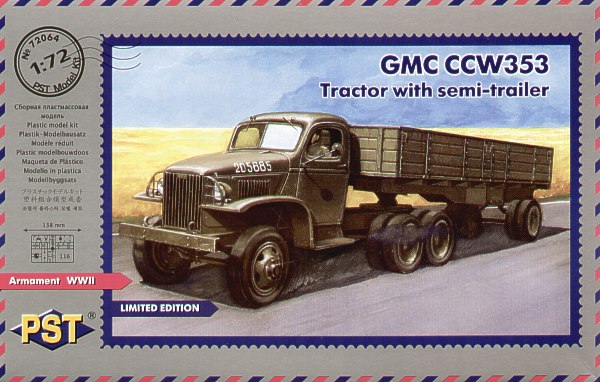 PST 72064 1:72 GMC CCW-353 Tractor with Semi-Trailer