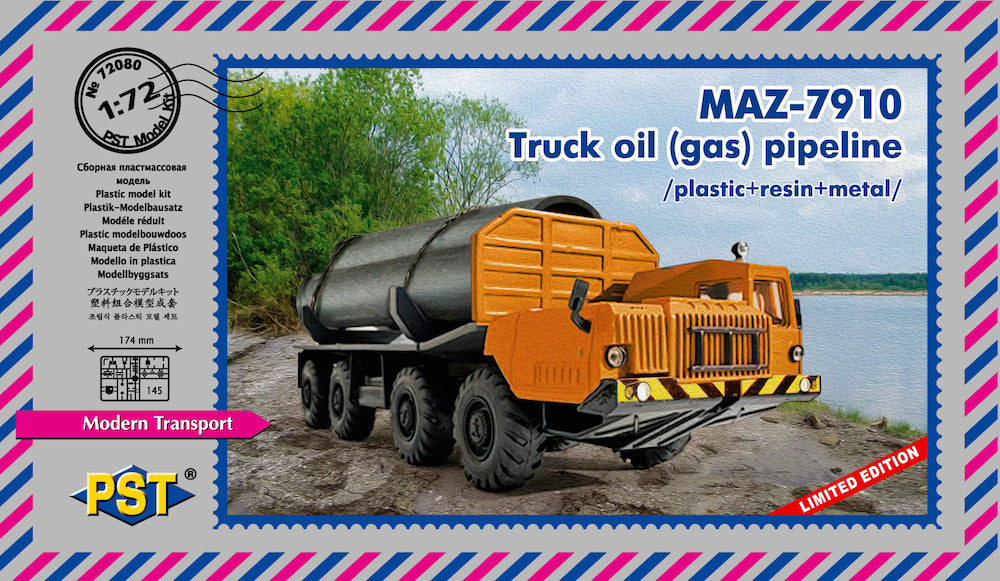 PST 72080 1:72 MAZ-7910 Truck Oil (Gas) Pipeline