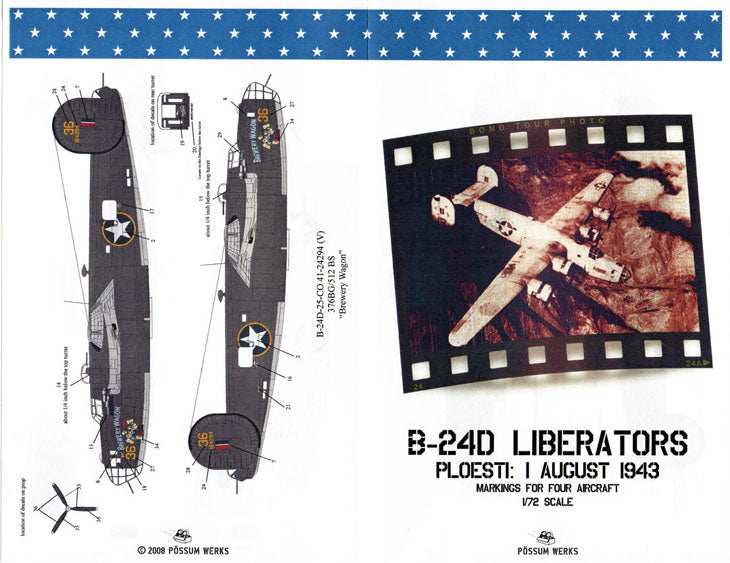 Possum Werks 72001 1:72 Consolidated B-24D Liberators Ploesti Raid 1st Aug 1943