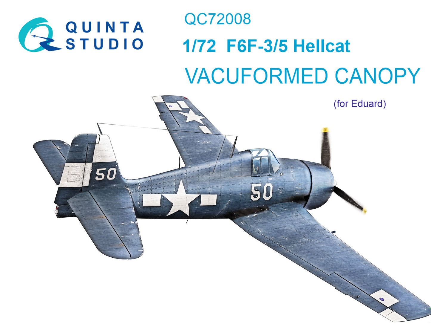 Quinta Studio QC72008 1:72 Grumman F6F-3/F6F-5 Hellcat vacuumed clear canopy