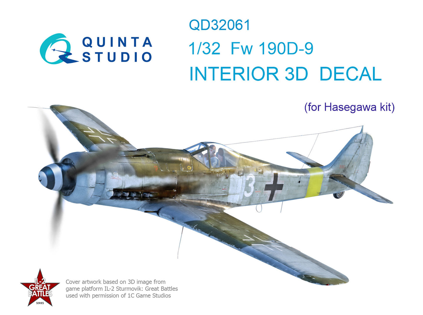 Quinta Studio QD32061 1:32 Focke-Wulf Fw-190D-9 (3D-Printed) & coloured Interior on decal paper