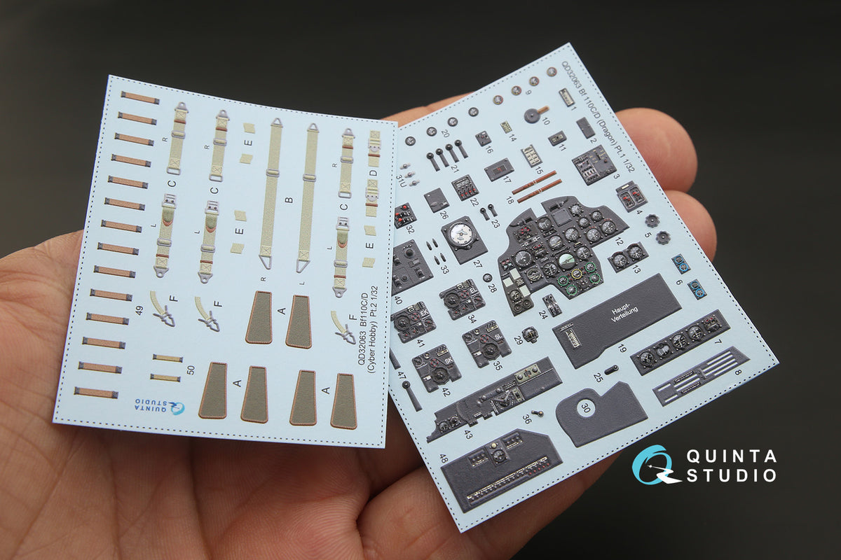 Quinta Studio QD32063 1:32 Messerschmitt Bf-110C/D (3D-Printed) & coloured Interior on decal paper