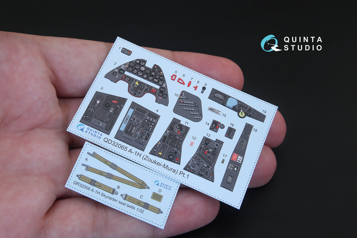 Quinta Studio QD32065 1:32 Douglas A-1H Skyraider (3D-Printed) & coloured Interior on decal paper
