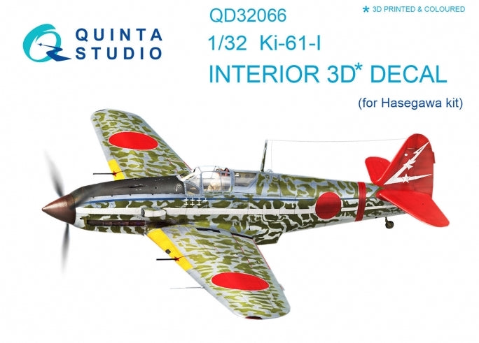 Quinta Studio QD32066 1:32 Kawasaki Ki-61-I Hien (3D-Printed) & coloured Interior on decal paper
