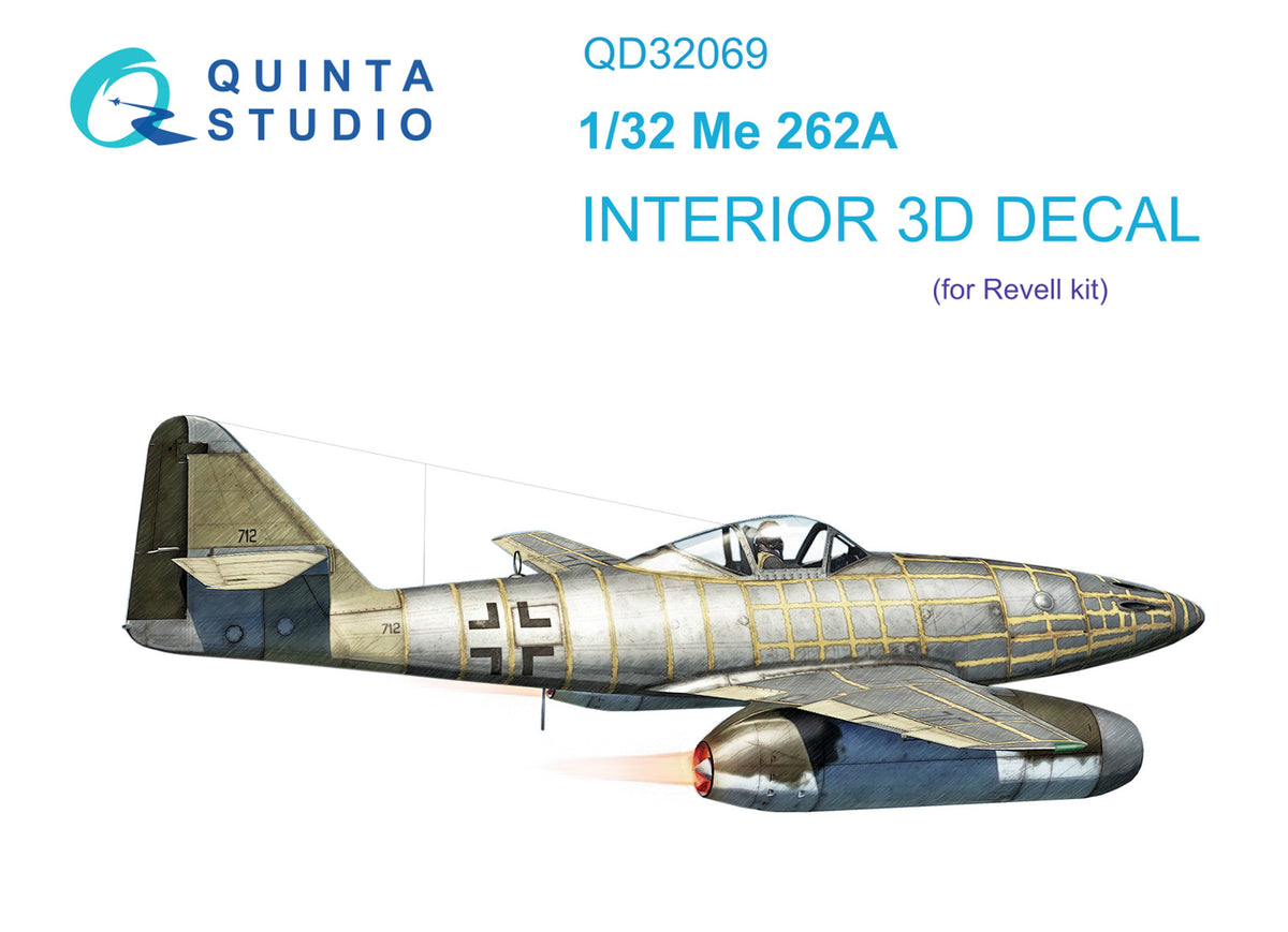 Quinta Studio QD32069 1:32 Messerschmitt Me-262A coloured Interior on decal paper