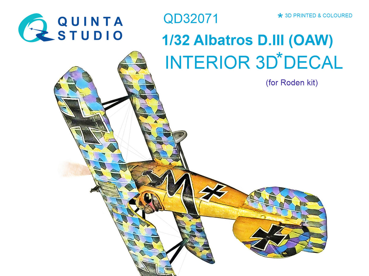 Quinta Studio QD32071 1:32 Albatros D.III OAW (3D-Printed) & coloured Interior on decal paper