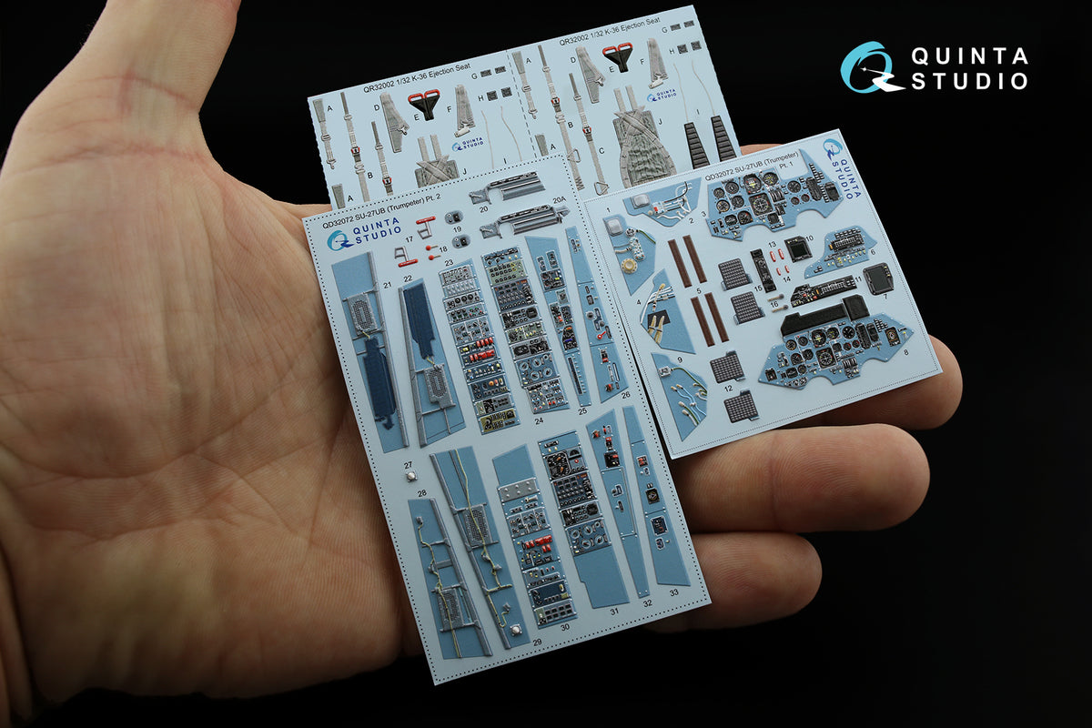 Quinta Studio QD32072 1:32 Sukhoi Su-27UB (3D-Printed) & coloured Interior on decal paper
