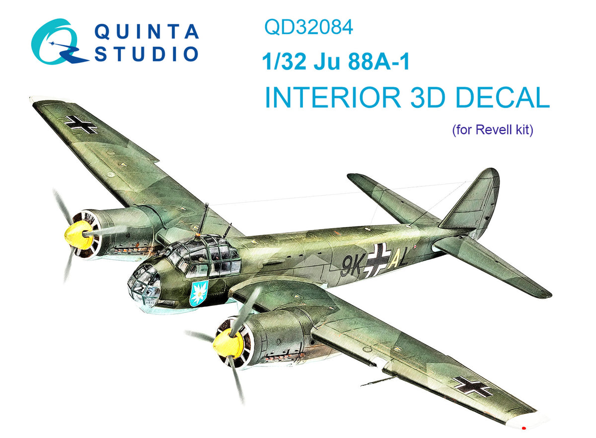 Quinta Studio QD32084 1:32 Junkers Ju-88A-1 (3D-Printed) & coloured Interior