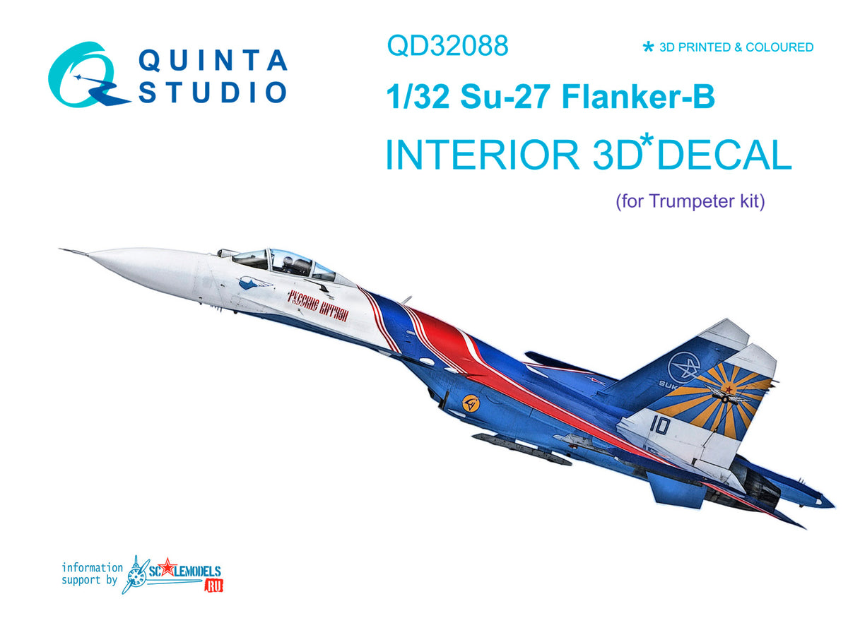 Quinta Studio QD32088 1:32 Sukhoi Su-27 (3D-Printed) & coloured Interior