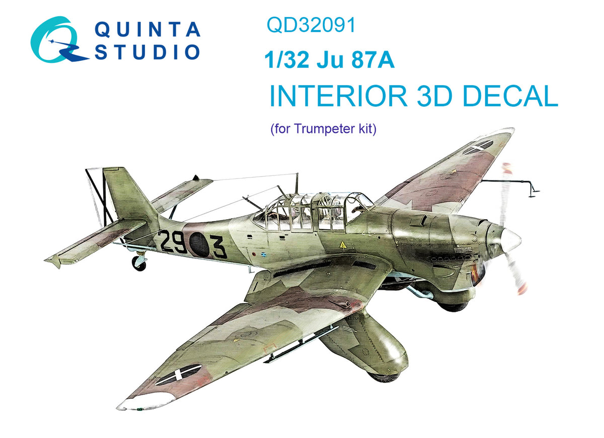 Quinta Studio QD32091 1:32 Junkers Ju-87A 'Stuka' (3D-Printed) & coloured Interior