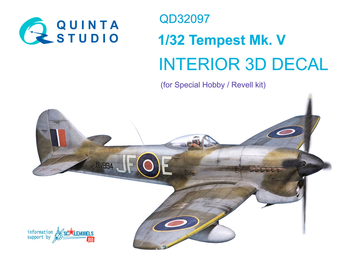 Quinta Studio QD32097 1:32 Hawker Tempest Mk.V (3D-Printed) & coloured Interior