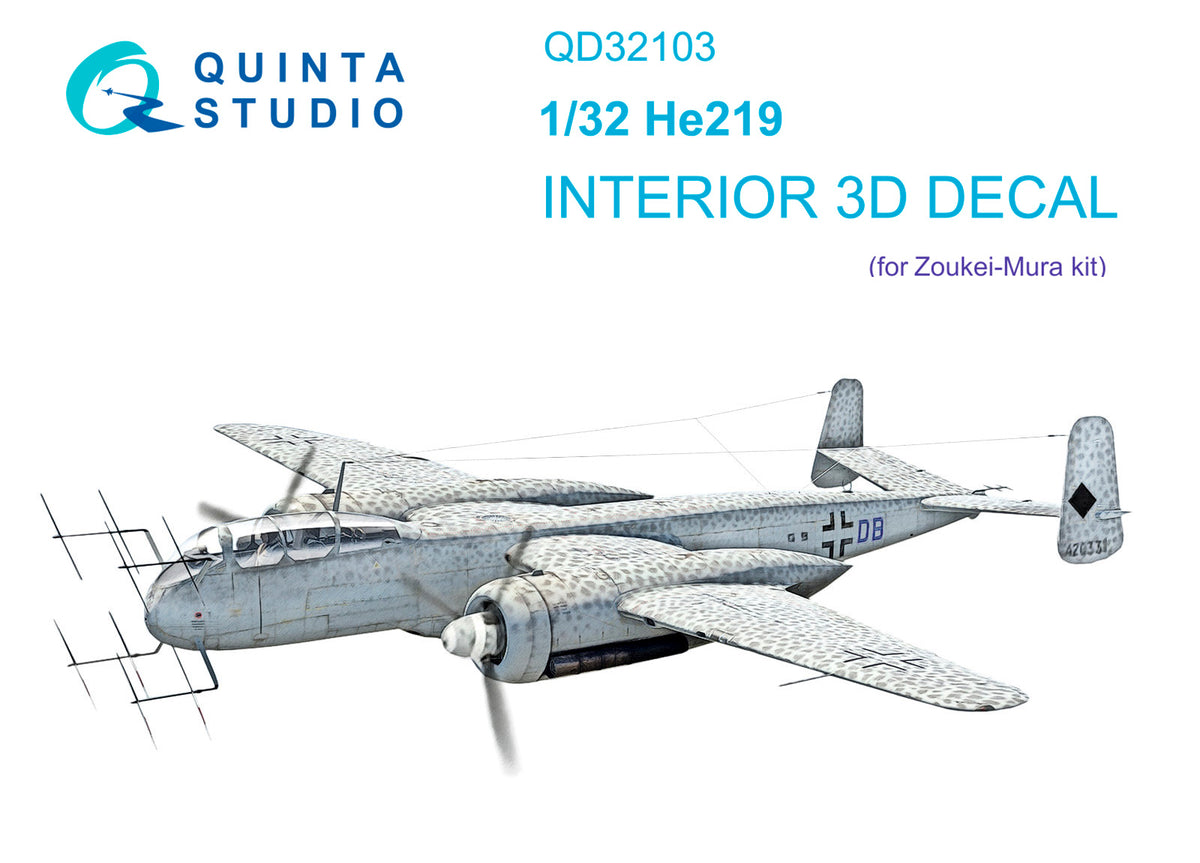 Quinta Studio QD32103 1:32 Heinkel He-219 (3D-Printed) & coloured Interior