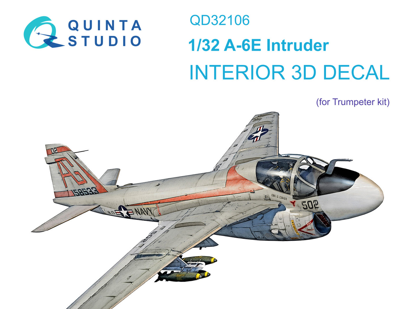 Quinta Studio QD32106 1:32 Grumman A-6E Intruder 3D-Printed coloured Interior