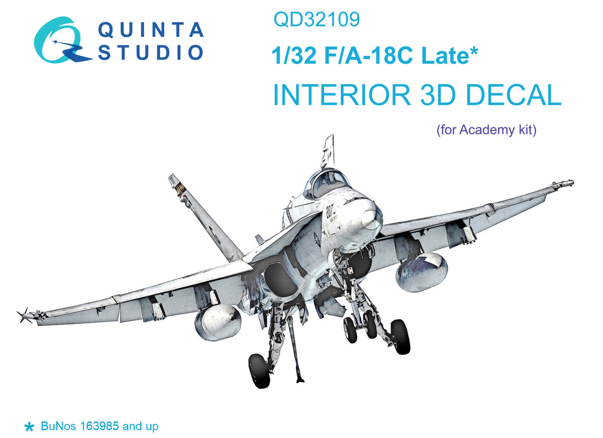 Quinta Studio QD32109 1:32 McDonnell-Douglas F/A-18C Late (3D-Printed) & coloured Interior