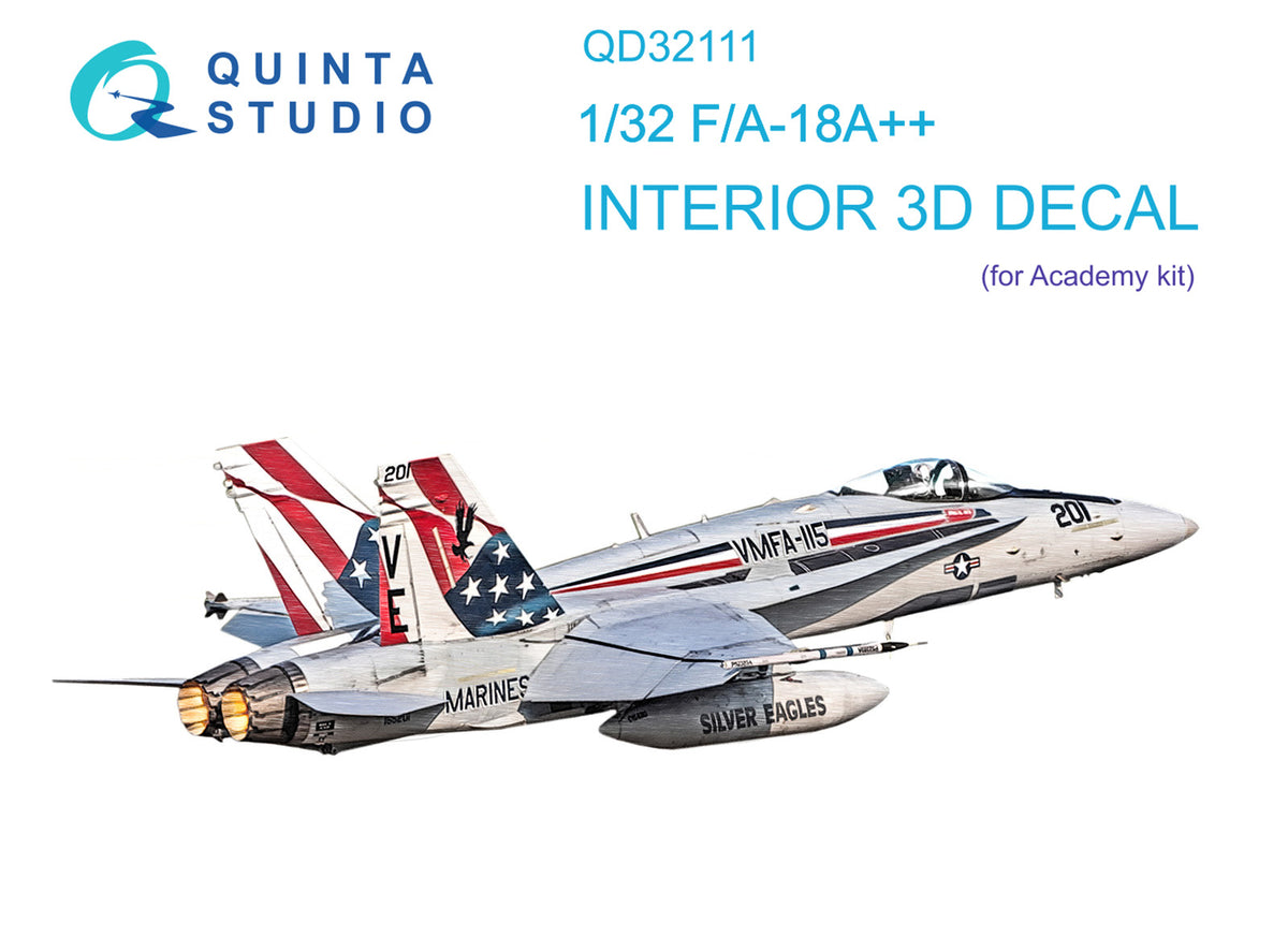 Quinta Studio QD32111 1:32 McDonnell-Douglas F/A-18A++ (3D-Printed) & coloured Interior