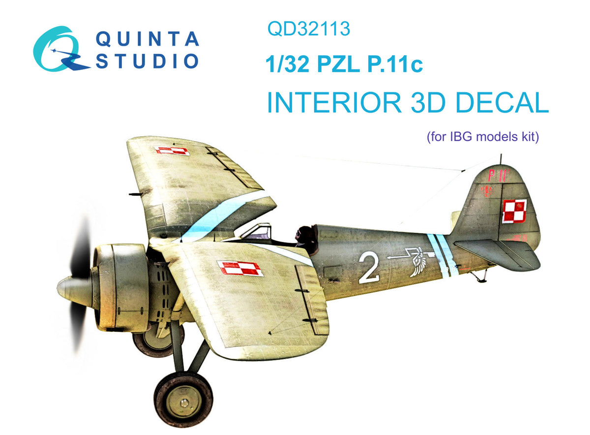 Quinta Studio QD32113 1:32 PZL P.11c (3D-Printed) & coloured Interior