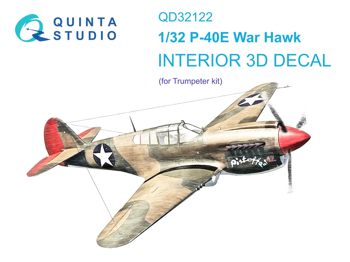 Quinta Studio QD32122 1:32 Curtiss P-40E Warhawk (3D-Printed) & coloured Interior
