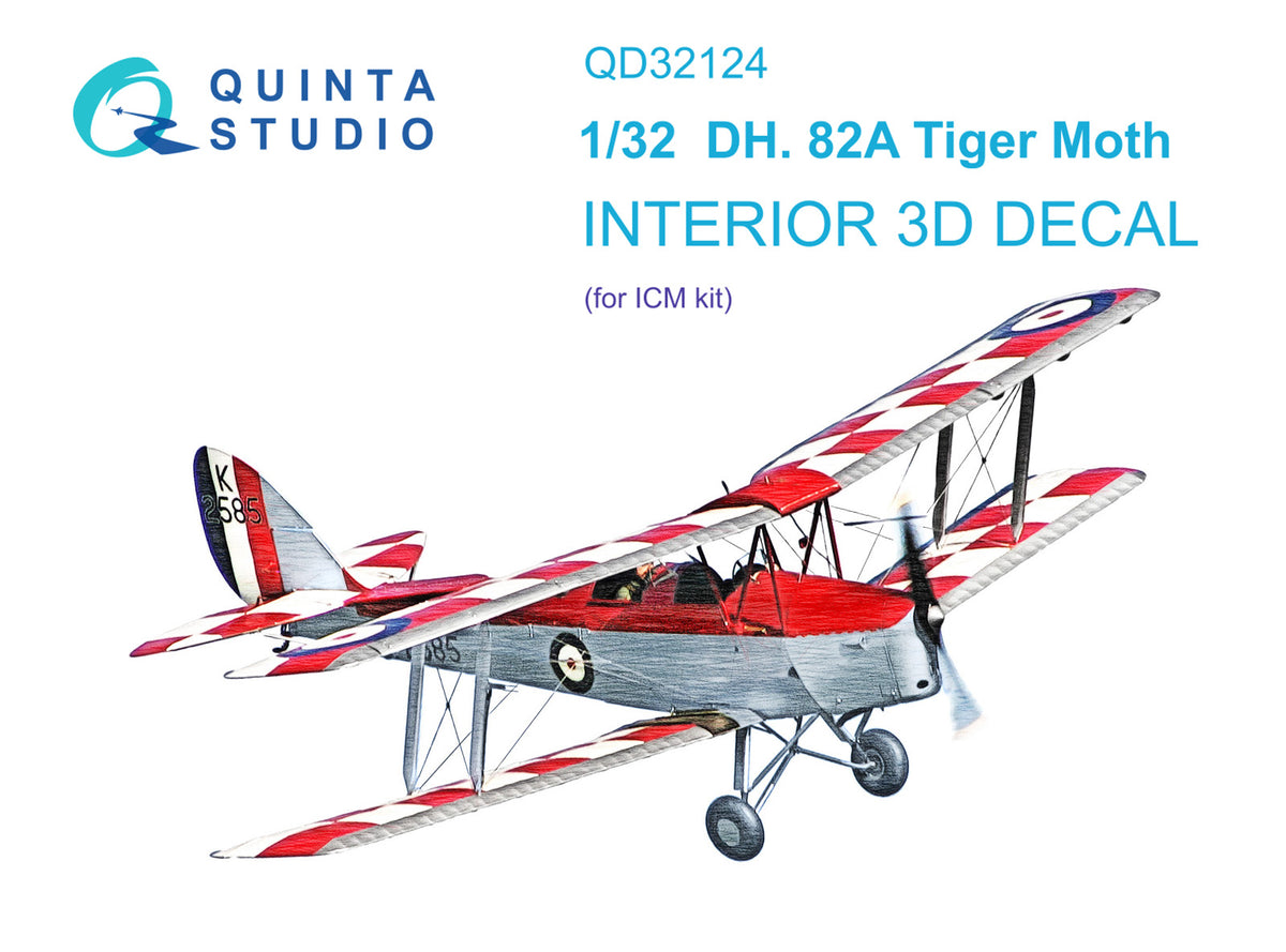 Quinta Studio QD32124 1:32 de Havilland DH.82A Tiger Moth (3D-Printed) & coloured Interior
