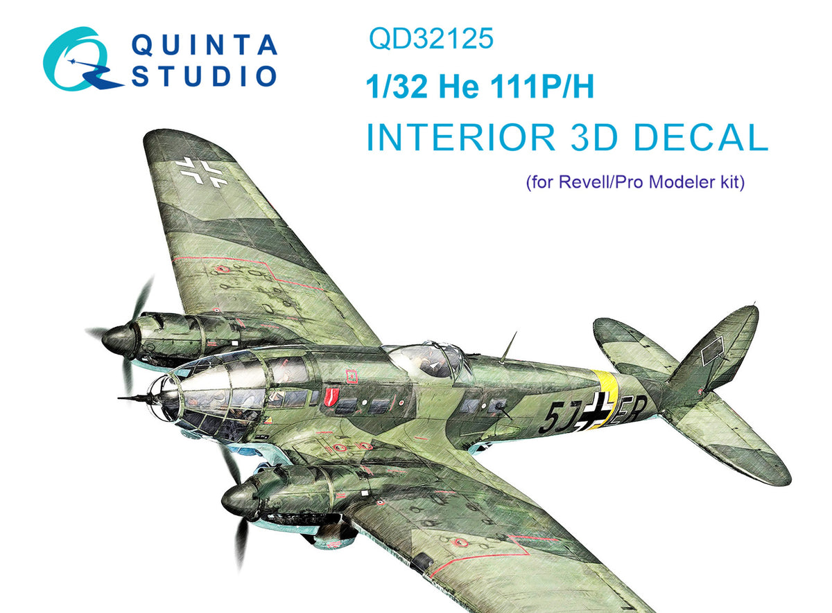 Quinta Studio QD32125 1:32 Heinkel He-111H/He-111P (3D-Printed) & coloured Interior