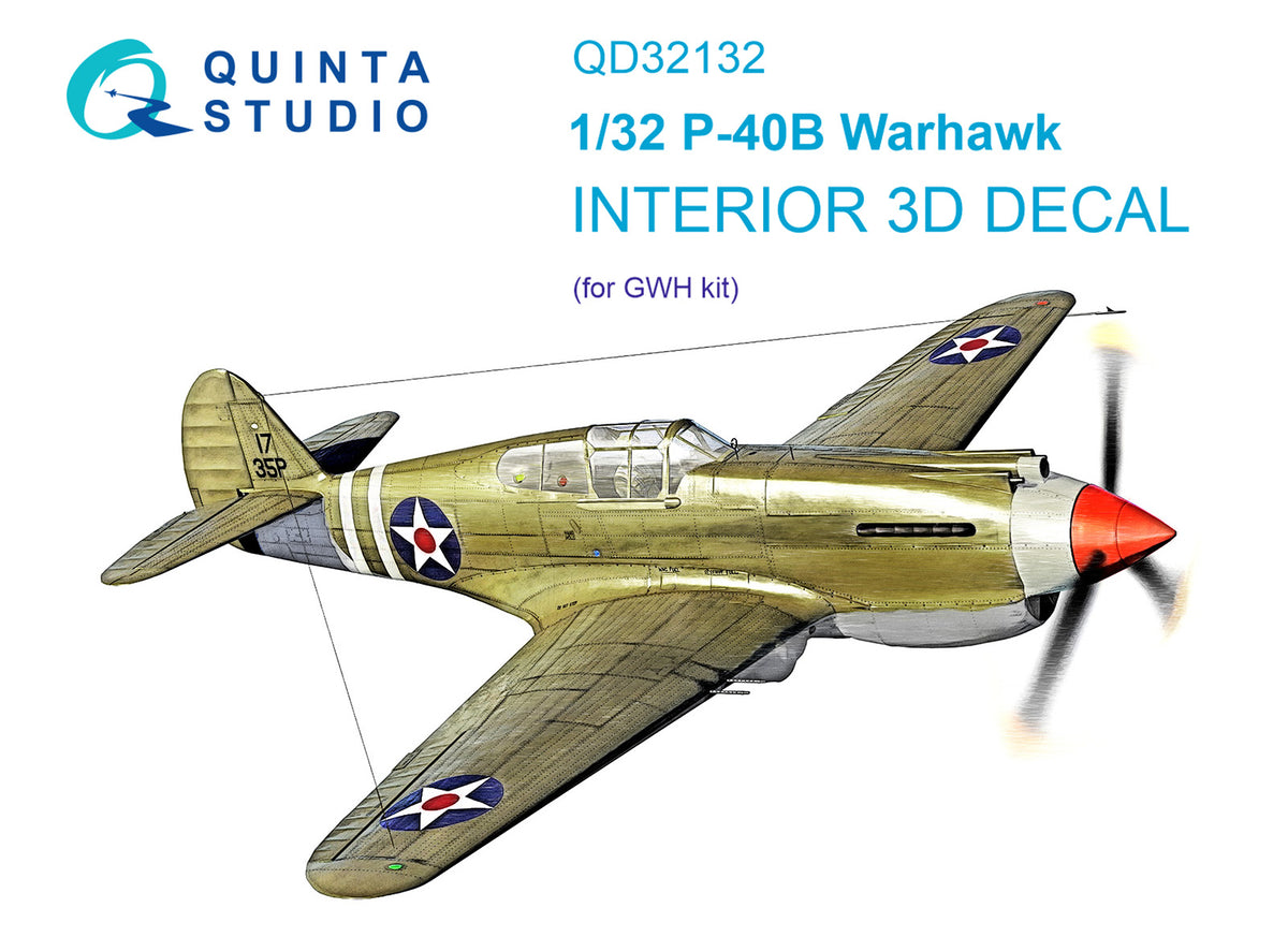 Quinta Studio QD32132 1:32 Curtiss P-40B Tomahawk (3D-Printed) & coloured Interior