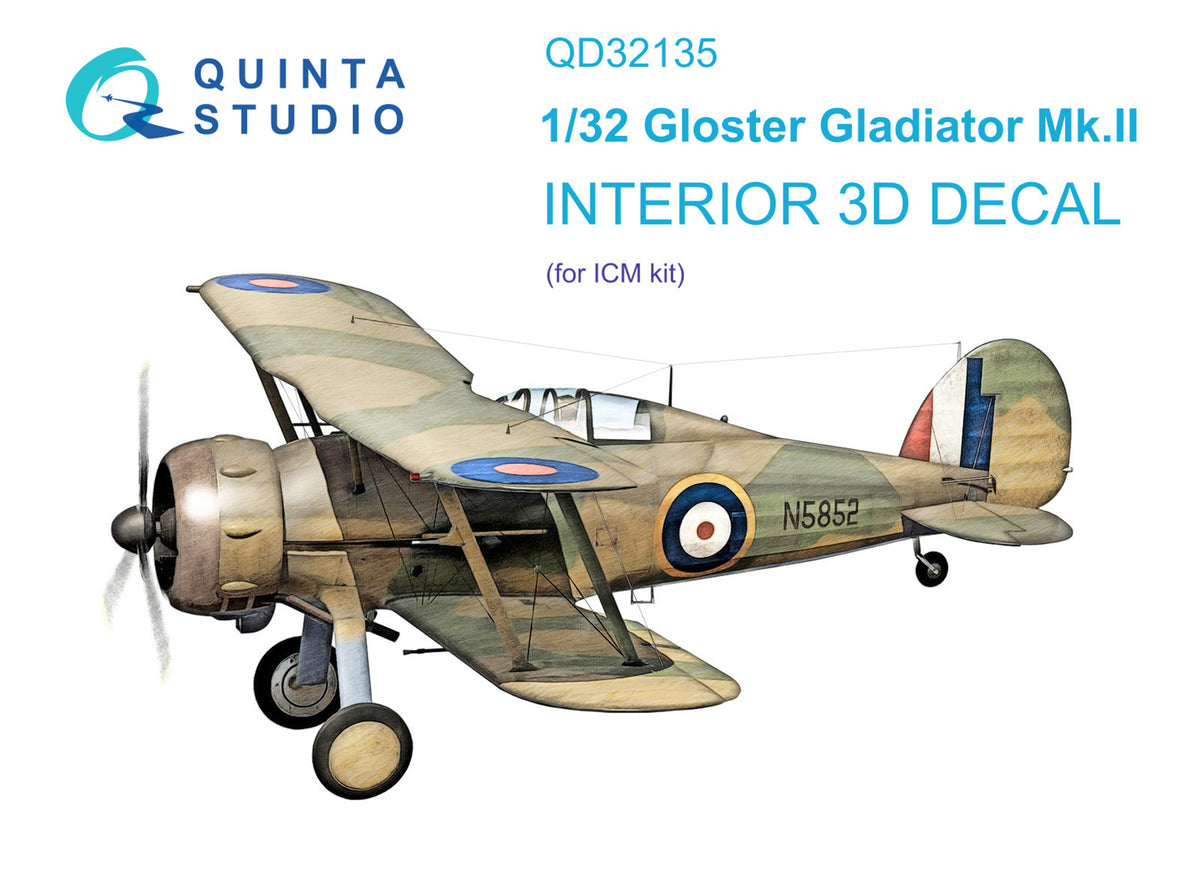 Quinta Studio QD32135 1:32 Gloster Gladiator Mk.II (3D-Printed) & coloured Interior