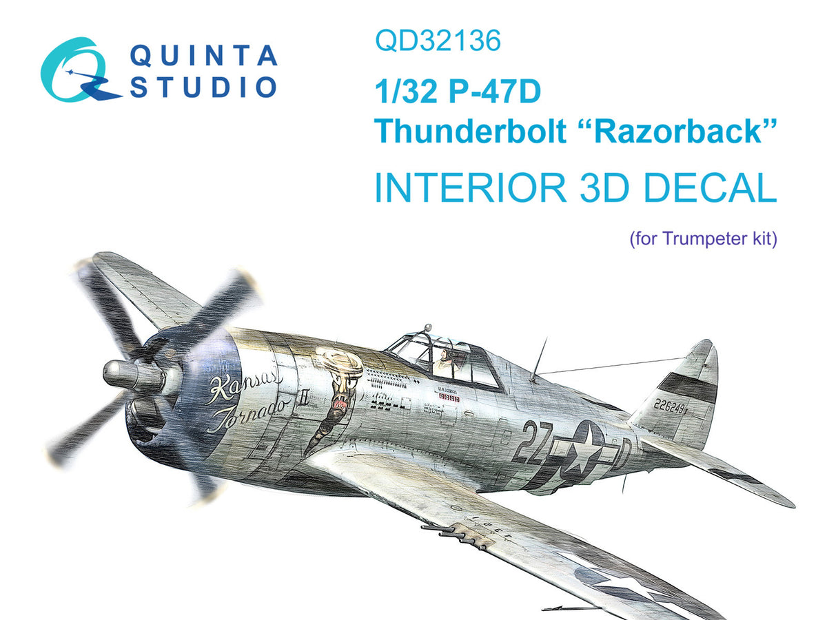 Quinta Studio QD32136 1:32 Republic P-47D Thunderbolt Razorback (3D-Printed) & coloured Interior