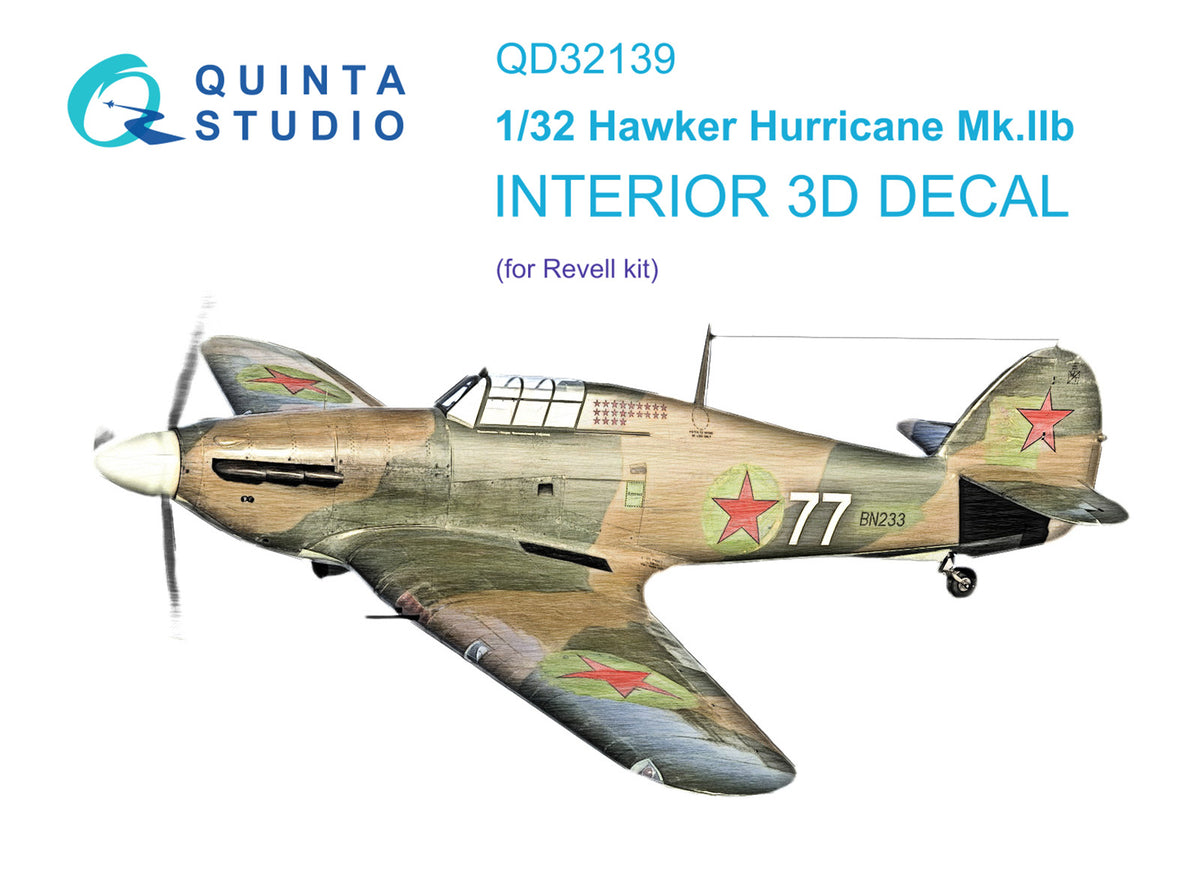 Quinta Studio QD32139 1:32 Hawker Hurricane Mk.IIb (3D-Printed) & coloured Interior