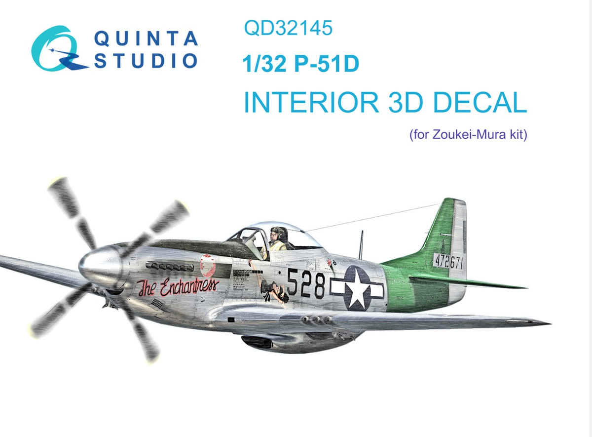 Quinta Studio QD32145 1:32 North-American P-51D Mustang (3D-Printed) & coloured Interior