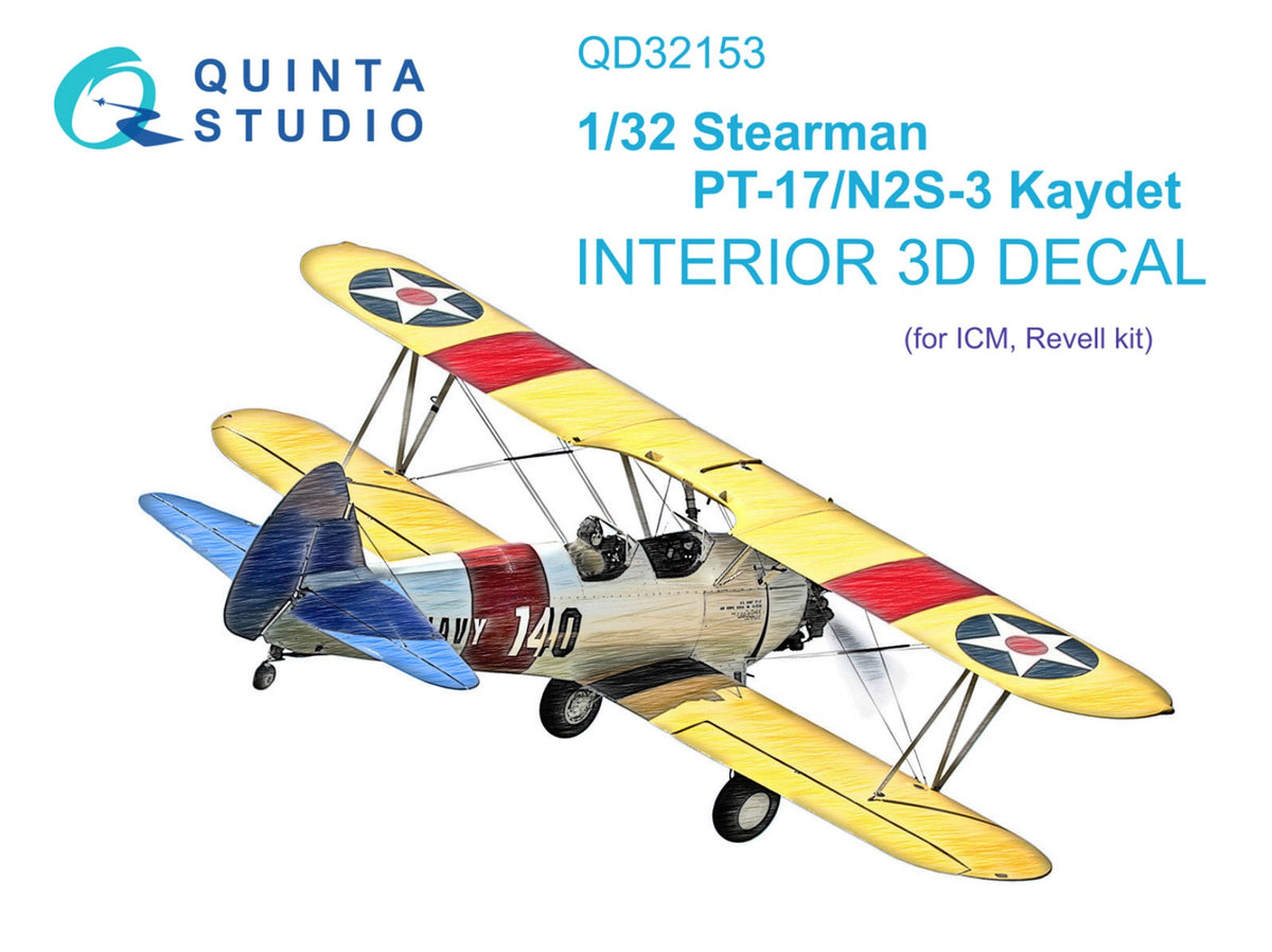 Quinta Studio QD32153 1:32 Stearman PT-17/N2S-3 Kaydet (3D-Printed) & coloured Interior