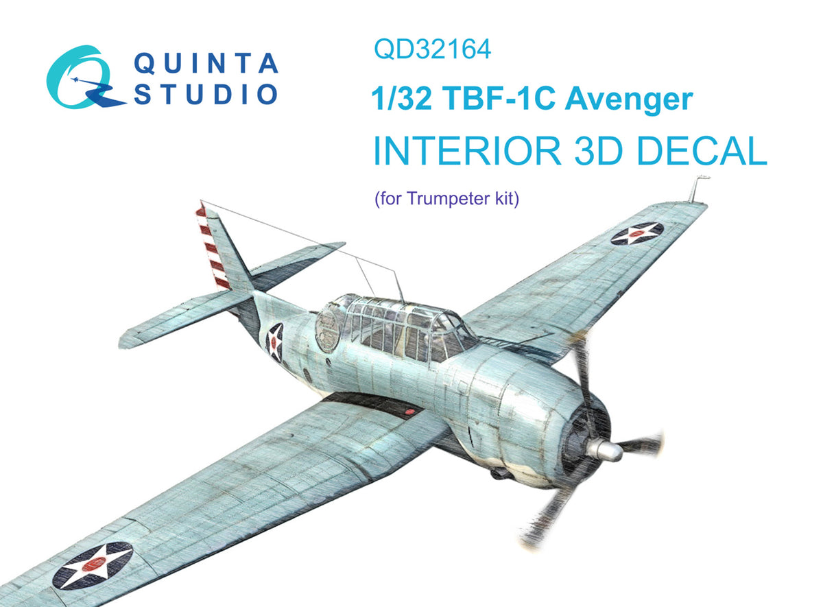 Quinta Studio QD32164 1:32 Grumman TBF-1C Avenger (3D-Printed) & coloured Interior