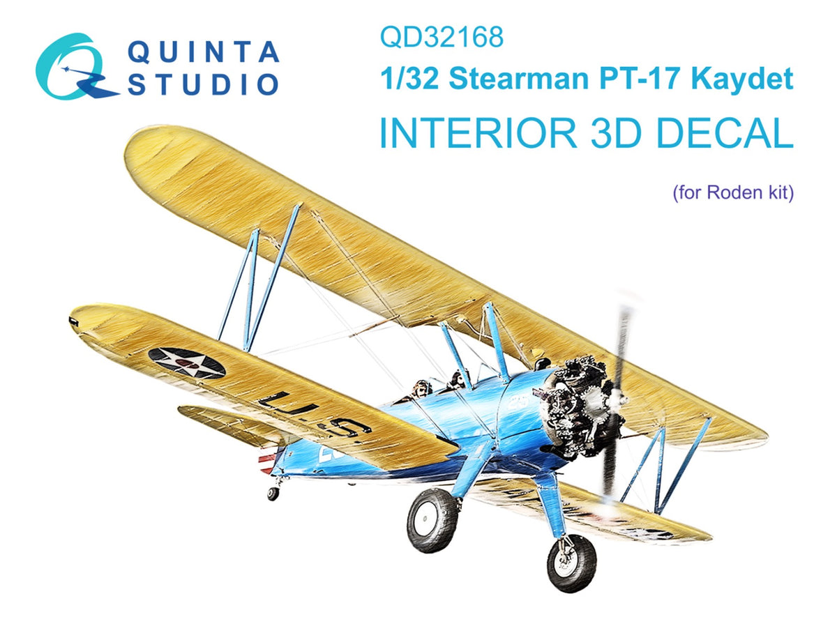 Quinta Studio QD32168 1:32 Stearman PT-17 Kaydet (3D-Printed) & coloured Interior