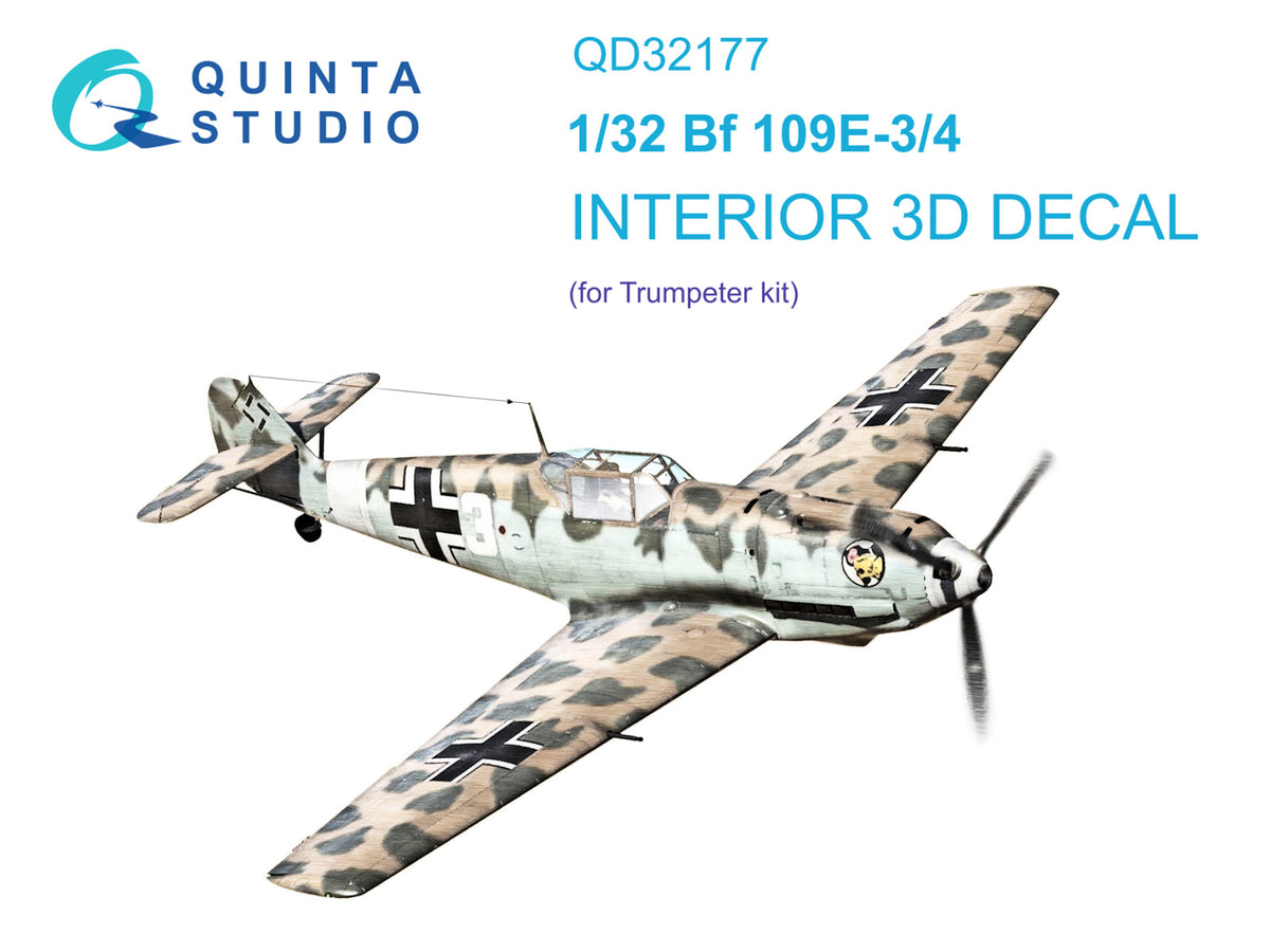 Quinta Studio QD32177 1:32 Messerschmitt Bf-109E-3/Bf-109E-4 (3D-Printed) & coloured Interior