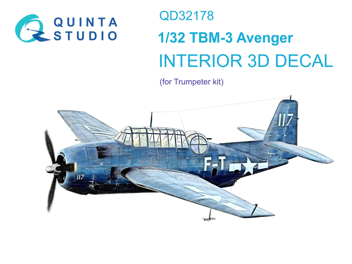 Quinta Studio QD32178 1:32 Grumman TBM-3 Avenger (3D-Printed) & coloured Interior