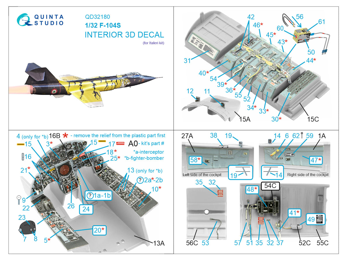 Quinta Studio QD32180 1:32 Lockheed F-104S Starfighter (3D-Printed) & coloured Interior