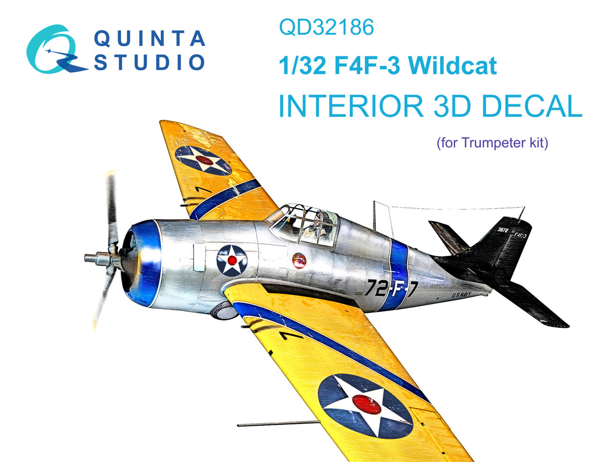 Quinta Studio QD32186 1:32 Grumman F4F-3 Wildcat (3D-Printed) & coloured Interior