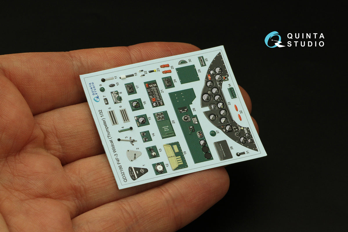 Quinta Studio QD32186 1:32 Grumman F4F-3 Wildcat (3D-Printed) & coloured Interior