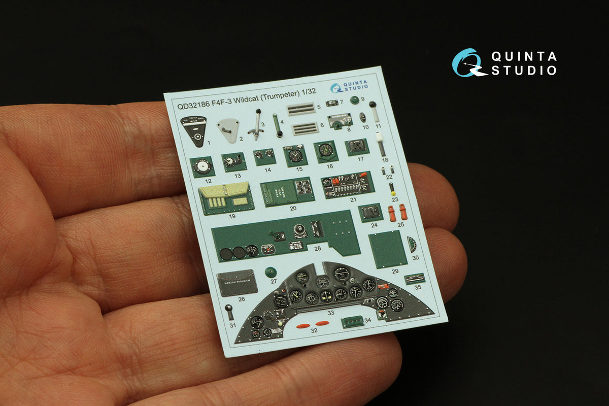 Quinta Studio QD32186 1:32 Grumman F4F-3 Wildcat (3D-Printed) & coloured Interior