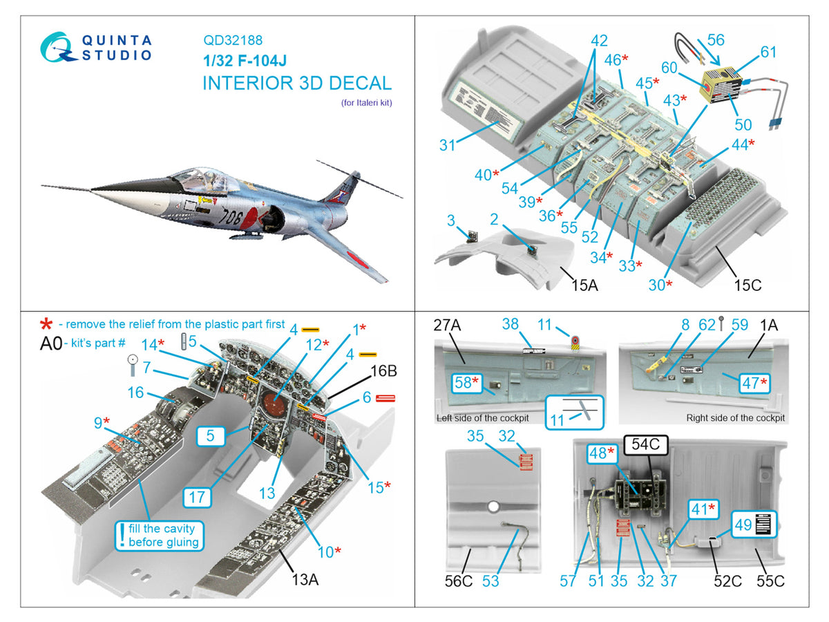 Quinta Studio QD32188 1:32 Lockheed F-104J Starfighter (3D-Printed) & coloured Interior