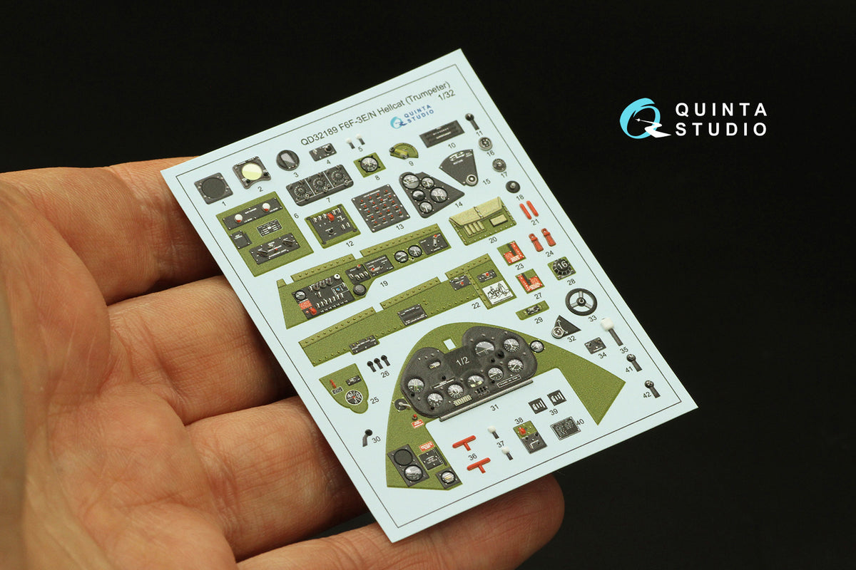 Quinta Studio QD32189 1:32 Grumman F6F-3E/N Hellcat (3D-Printed) & coloured Interior
